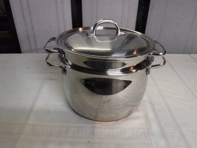 lot 6735 image: Belgique Copper bottom stock pot steamer combo