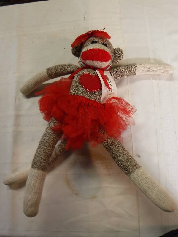 lot 6747 image: Heart Sock monkey in red tutu