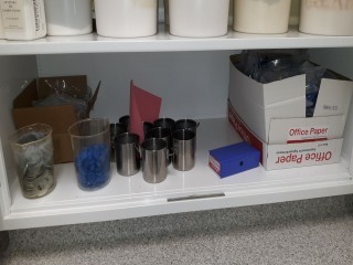 lot 7347 image: Assorted Cabinet Items, Flour, Whole Wheat, Cups etc.