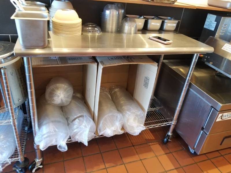 lot 1016 image: Stainless Prep Table On Casters