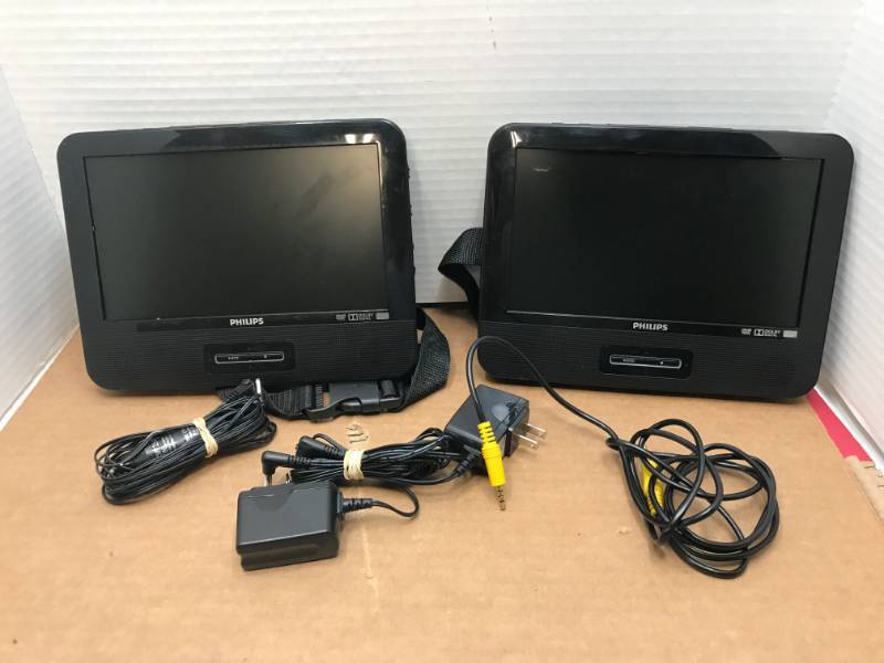 lot 3008 image: PHILLIPS 9 PORTABLE DUAL SCREEN DVD PLAYER