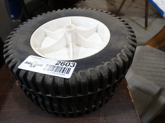 lot 2603 image: 2 lawnmower wheels
