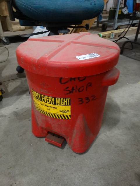 lot 2654 image: Red safety trash can