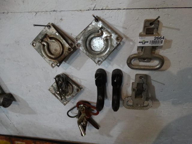 lot 2664 image: Trailer tie downs pins hooks & misc.