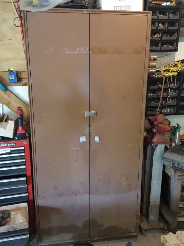 lot 3597 image: 2 Door Metal Cabinet - NO Contents