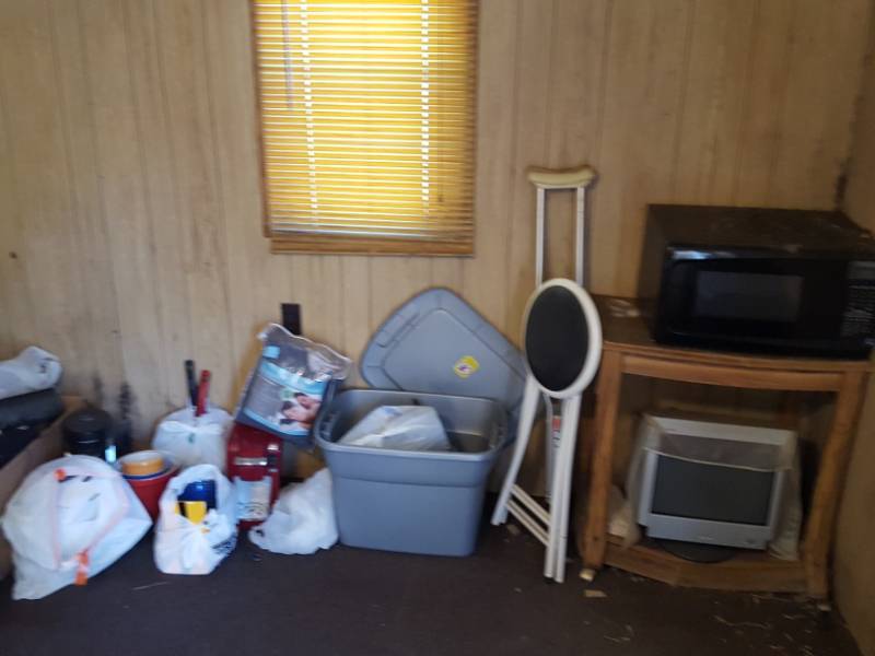 lot 3777 image: All along N Wall - Microwave, Bowls and Blanket
