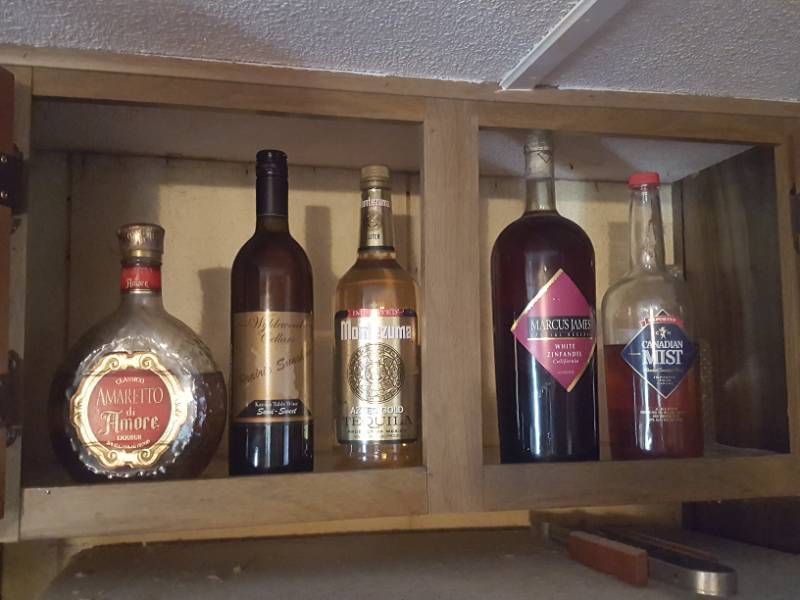 lot 3790 image: Assorted Bottles in Cabinet