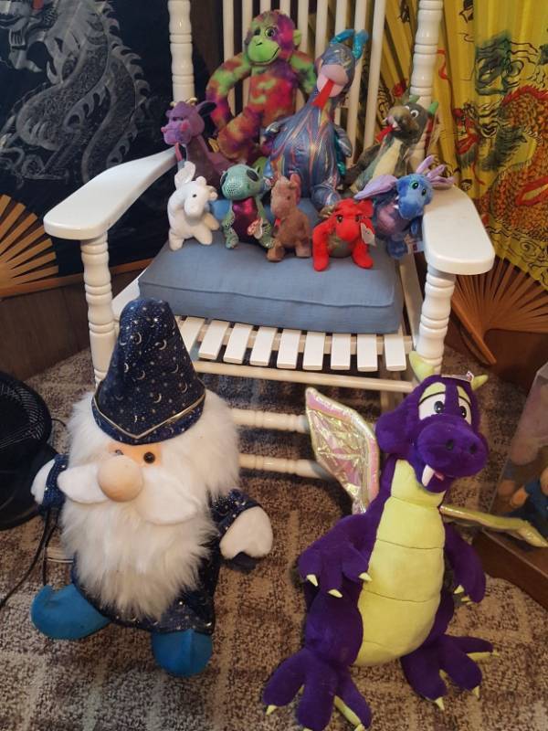 lot 3853 image: All Plush Dragons and 2 Guardians of the Galaxy Figurines