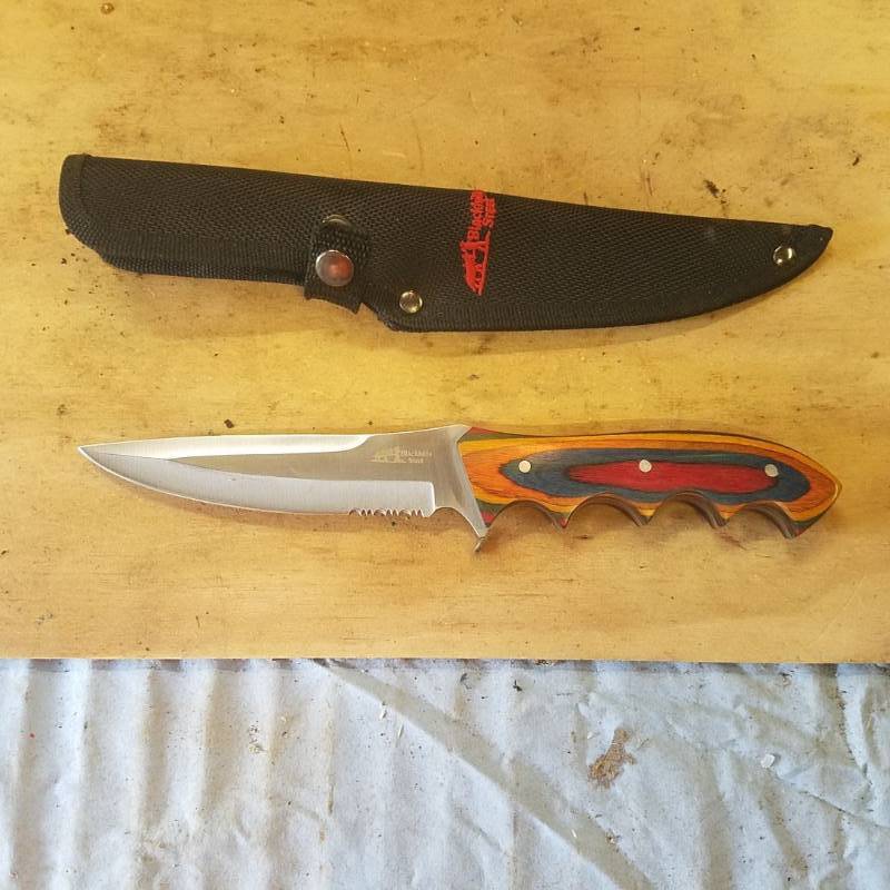 lot 3638 image: Black Hills steel knife with sheath