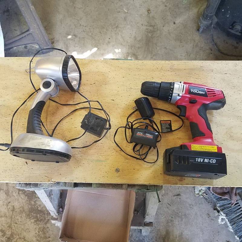 lot 3708 image: Hyper Tough 18-volt Drill and a Flashlight
