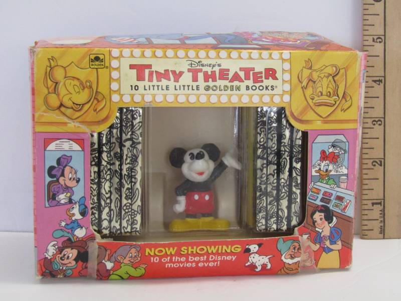 lot 3209 image: 1993 Disneys Tiny Theater - 10 Little Golden Books With Mickey Mouse Figure