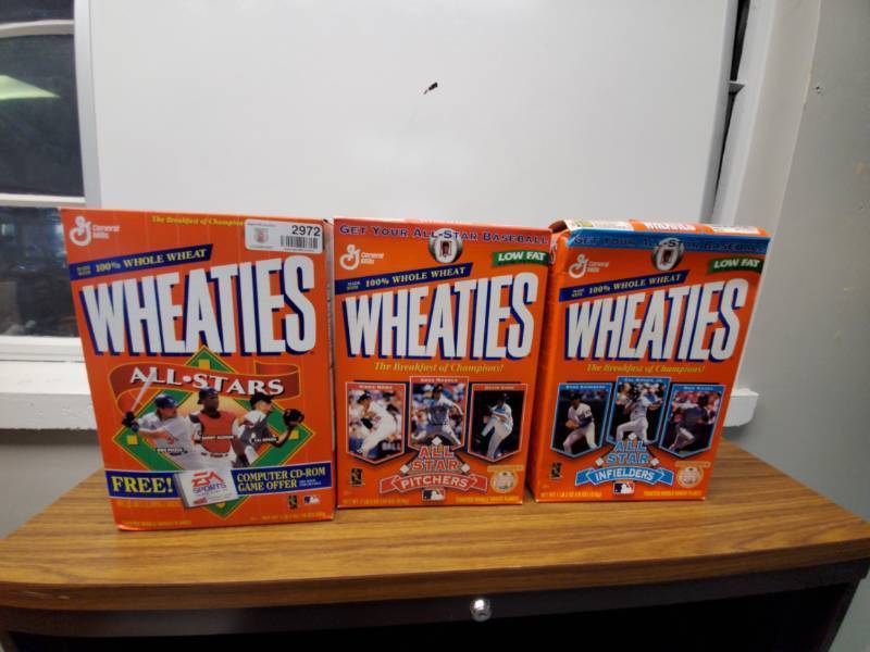 lot 2972 image: 3-Unopened Wheaties Boxes from the 90s Featuring  Baseball Stars- Some Hall of Famers   Collectible