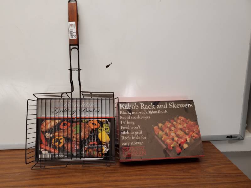 lot 3155 image: Kabob Rack and Six Skewers, 14 Long From Charcoal Companion