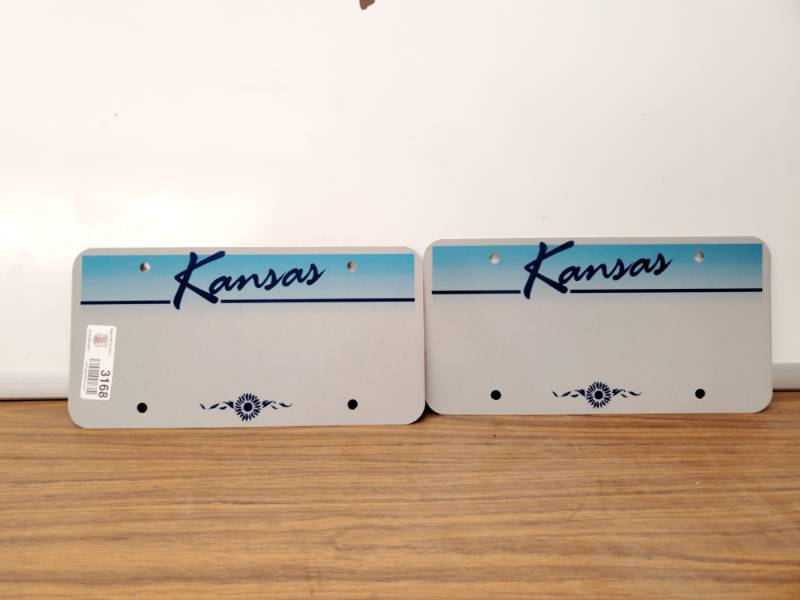 lot 3168 image: BLANK-  Set of 2 Kansas License Plates- Add Your LettersNumbers