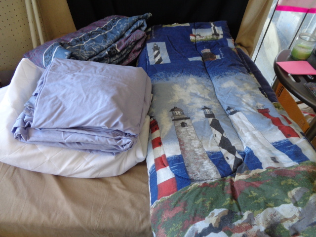 lot 8846 image: Full size sheet set, comforter, bed protecter and bed skirt