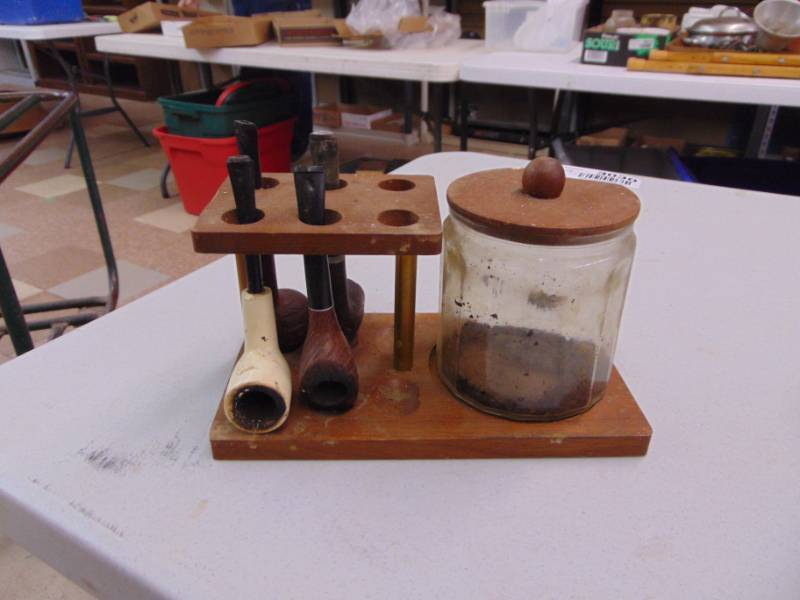 lot 3030 image: Pipe Stand and Tobacco container