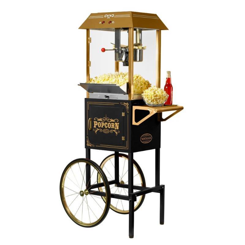 lot 7477 image: Nostalgia Vintage Collection Easy Clean Kettle Popcorn Cart - Black CCP1000BLK