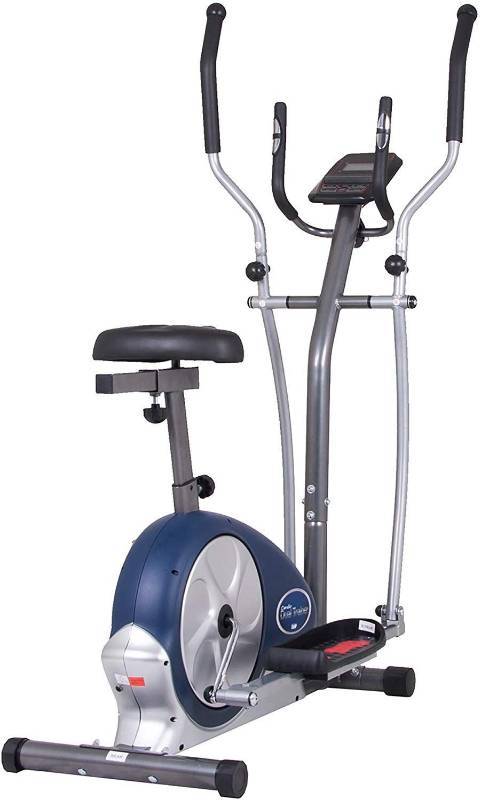 lot 7485 image: Body Champ 2 in 1 Cardio Dual TrainerElliptical Workout and Upright Exercise Bike with Heart Rate, Computer Resistance