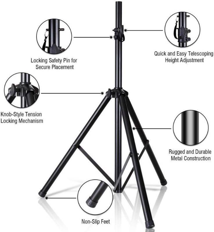 lot 7498 image: Pyle Universal Speaker Stand Mount Holder - Heavy Duty Tripod w Adjustable Height from 40�� to 71�� and 35mm Compatible Insert - Easy Mobility Safety PIN and Knob Tension Locking for Stability PSTND2