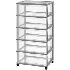 lot 8707 image: IRIS 5 Drawer Wide Chest, Gray