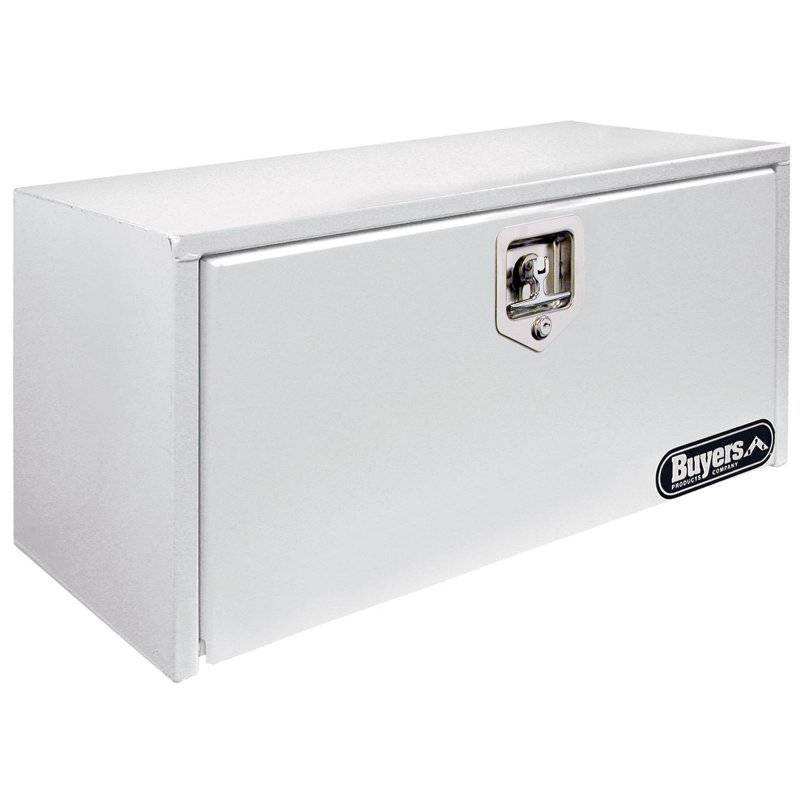 lot 9415 image: Buyers Products Company Truck Boxes 36 in. White Steel Underbody Tool Box with T-Handle Latch 1702405