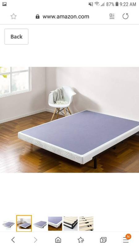 lot 9427 image: Zinus 4 Inch Low Profile Metal Smart Box Spring  Mattress Foundation  Wood 