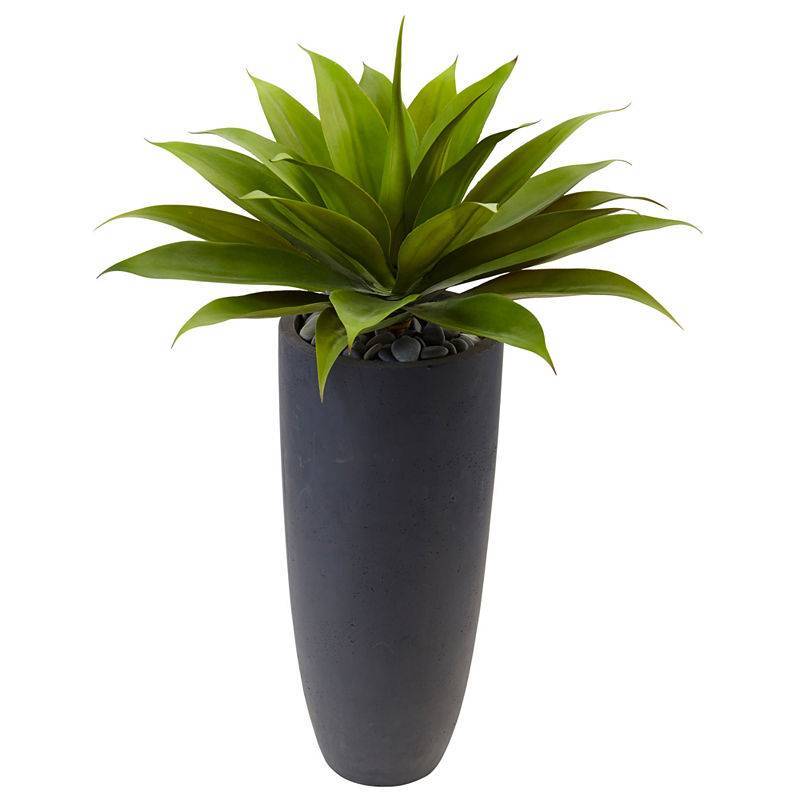lot 10230 image: 38 H Agave Artificial Plant in Gray Cylinder Planter