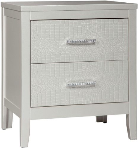 lot 10237 image: Ashley Furniture B560-92 25.5 x 22.25 x 16.75 in. Olivet Two Drawer Night Stand - Silver