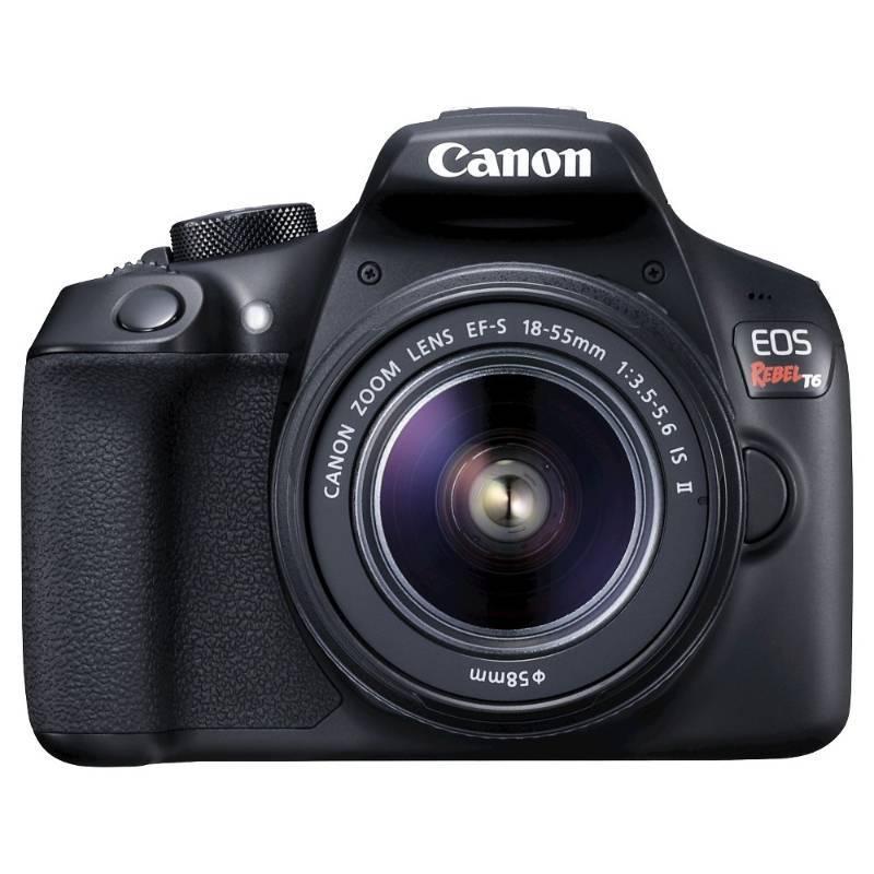 lot 10656 image: Canon EOS Rebel T6 Digital SLR Camera Kit with EF-S 18-55mm f3.5-5.6 IS II Lens (Black) w EF 75-300mm Lens, Camera Bag & Remote Control for T6