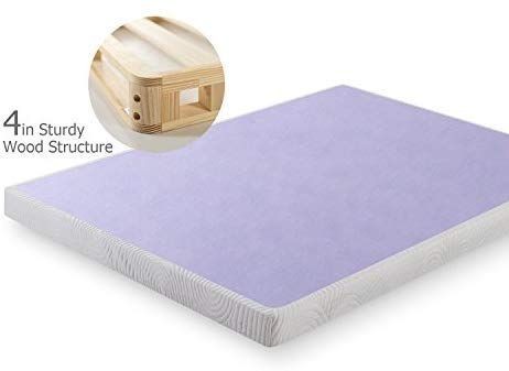 lot 10678 image: 4 Inch Low Profile Wood Box Spring Mattress Foundation, Full
