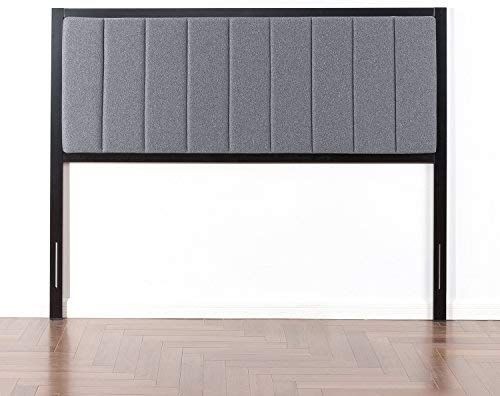 lot 10683 image: Zinus Banded Grey Upholstered Metal Headboard King