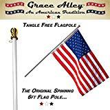 lot 10698 image: (2) Flag Pole Tangle Free Spinning Flagpole Residential or Commercial 6ft Flag Pole (White)