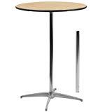 lot 10726 image: Flash Furniture 30 Round Wood Cocktail Table with 30 and 42 Columns, Birchwood