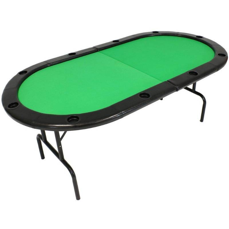 lot 10733 image: SunnyDaze Folding Oval Poker Table w Cushioned Rail & Cup Holders, Box Damaged