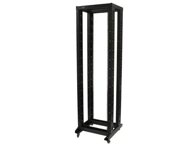 lot 10734 image: Nave Point 7 ft Open Frame 19 in 4-Post Network Server Relay Rolling Rack w Casters