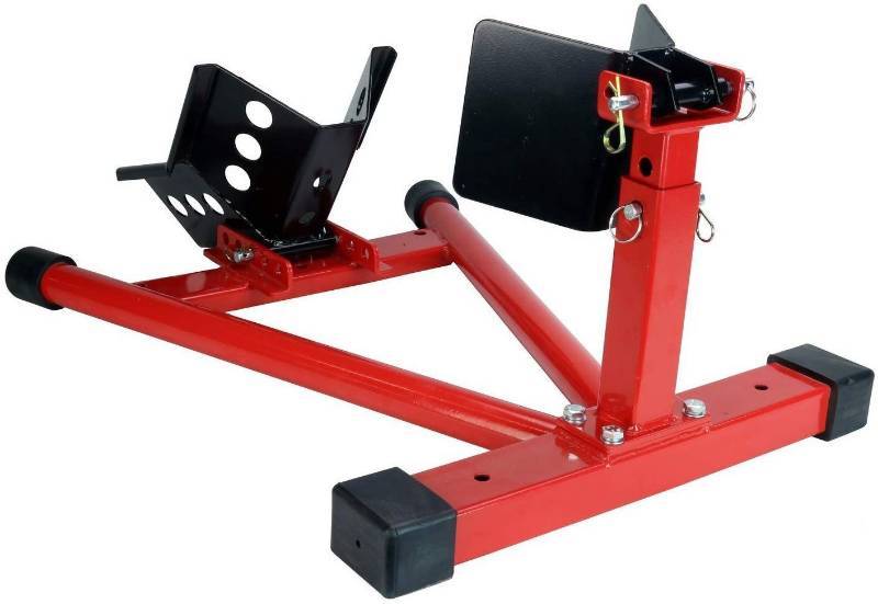 lot 3408 image: Dragway Tools 1500 lb Fully Adjustable Motorcycle Wheel Chock Stand fits 16  - 21  Tires