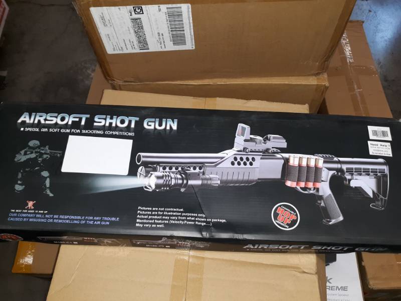 lot 3415 image: UKARMS 11 Pump Action Spring Powered Airsoft Shotgun BB Gun w Red Dot