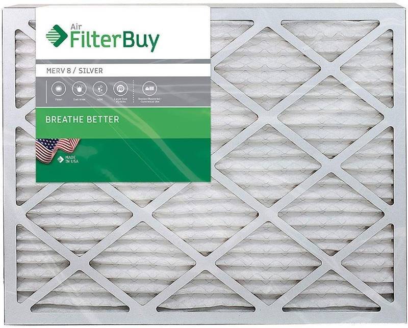 lot 3437 image: FilterBuy AFB MERV 8 20x25x1 Pleated AC Furnace Air Filter, (Pack of 4 Filters), 20x25x1 - Silver