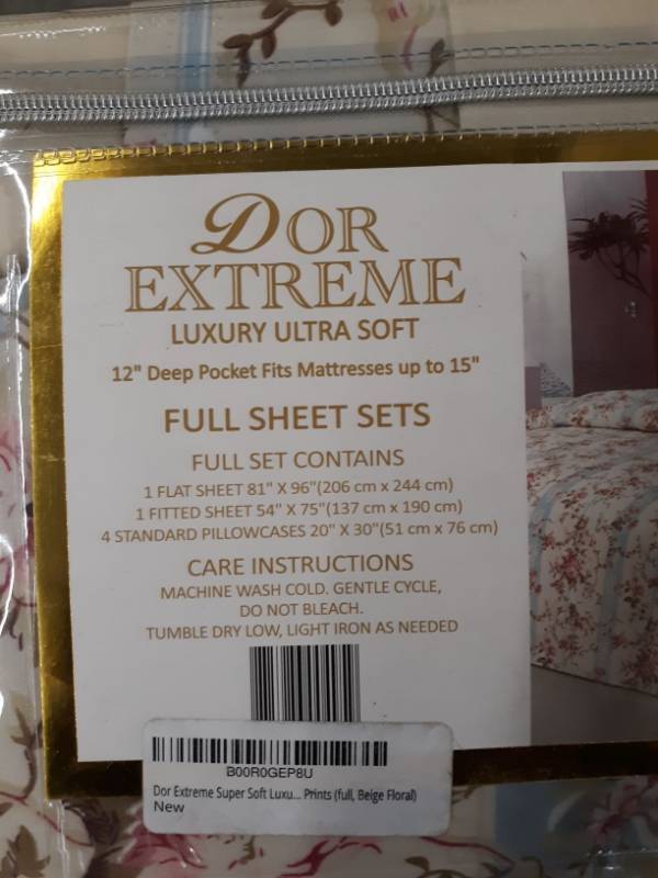 lot 8741 image: Dor Extreme Luxury Ultra Soft Full Sheet Set
