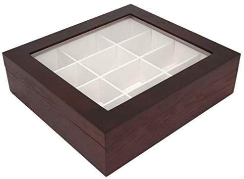 lot 8790 image: Tie box storage handcrafted 12 compartment