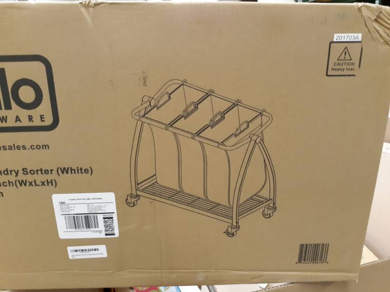 lot 8813 image: Apollo Hardware Heavy Duty 3-Bag Laundry Sorter,White