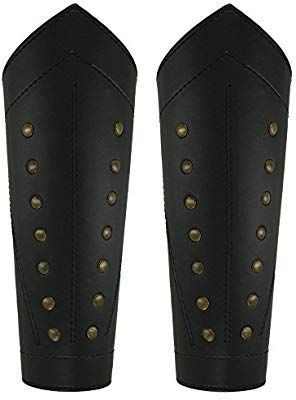 lot 8864 image: Ranger Thief Sable Black Studded Leather Light Armor Laced Greaves