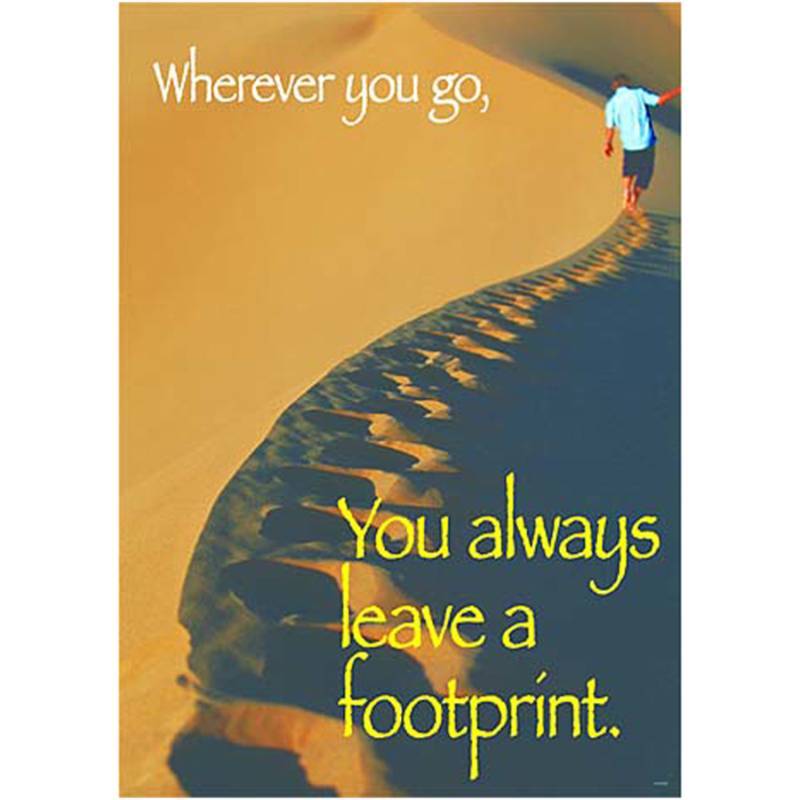 lot 8867 image: Trend Enterprises ARGUS Poster, Wherever You Go You Always Leave A Footprint
