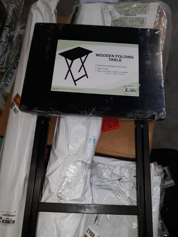 lot 8870 image: Wooden Folding Table Plantation solid wood (black finish) 14.57 W�19.09 L�25.98 H