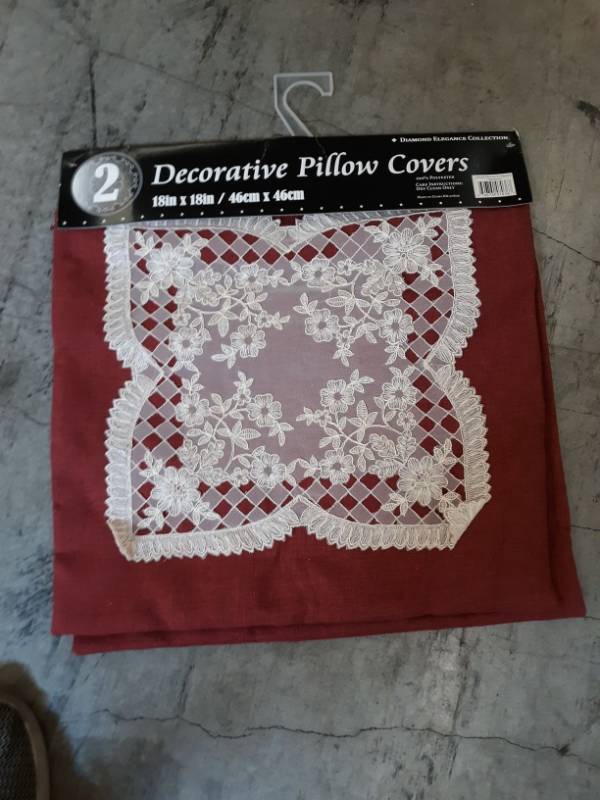 lot 9619 image: Bounce Comfort Caisey Lace and Embroidery Applique Pillow Cover (Set of 2)