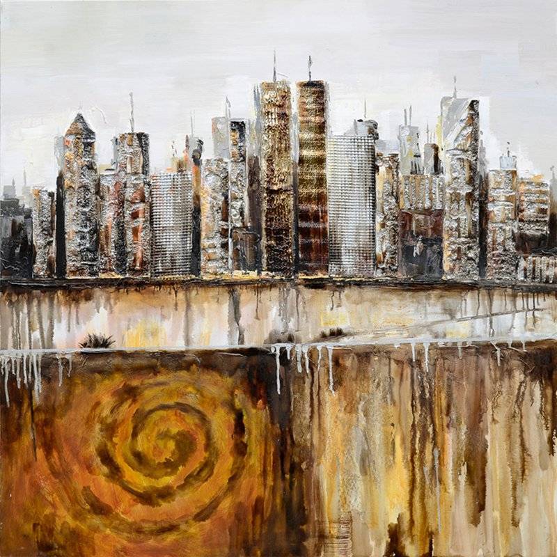 lot 9622 image: Urban Skyline 39 x 39 Acrylic Painting
