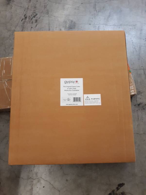 lot 9644 image: Gypsy Color 6 Arm MULTI COLOR Large Acrylic CRYSTAL CHANDELIER New Boho Chic Lighting Ceiling Fixture Best Selling Colorful Living Room Dining Room Bedroom Chandeliers, FREE Shipping, Multi Colored