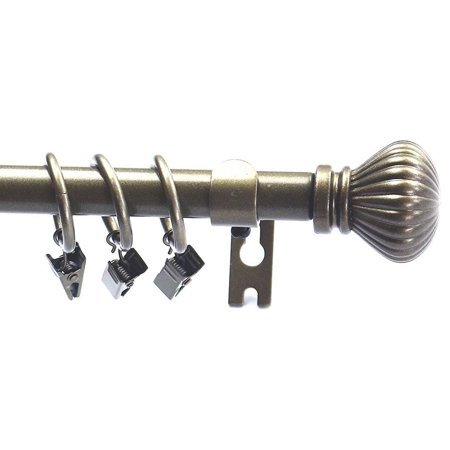 lot 9650 image: Urbanest Fluted Ball Single Curtain Rod Set, 58 , 28-48 , Antique Gold