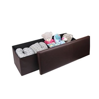 lot 9654 image: faux leather folding storage ottoman bench foot rest stool (43.3 , brown) by jane victoria furniture