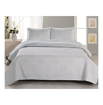 lot 10366 image: Sibylia Collection 3 Piece Quilt Set by Home Fashion Designs (King, Aqua)